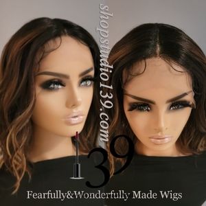 Brown Beach wave HD lace front wig with highlights